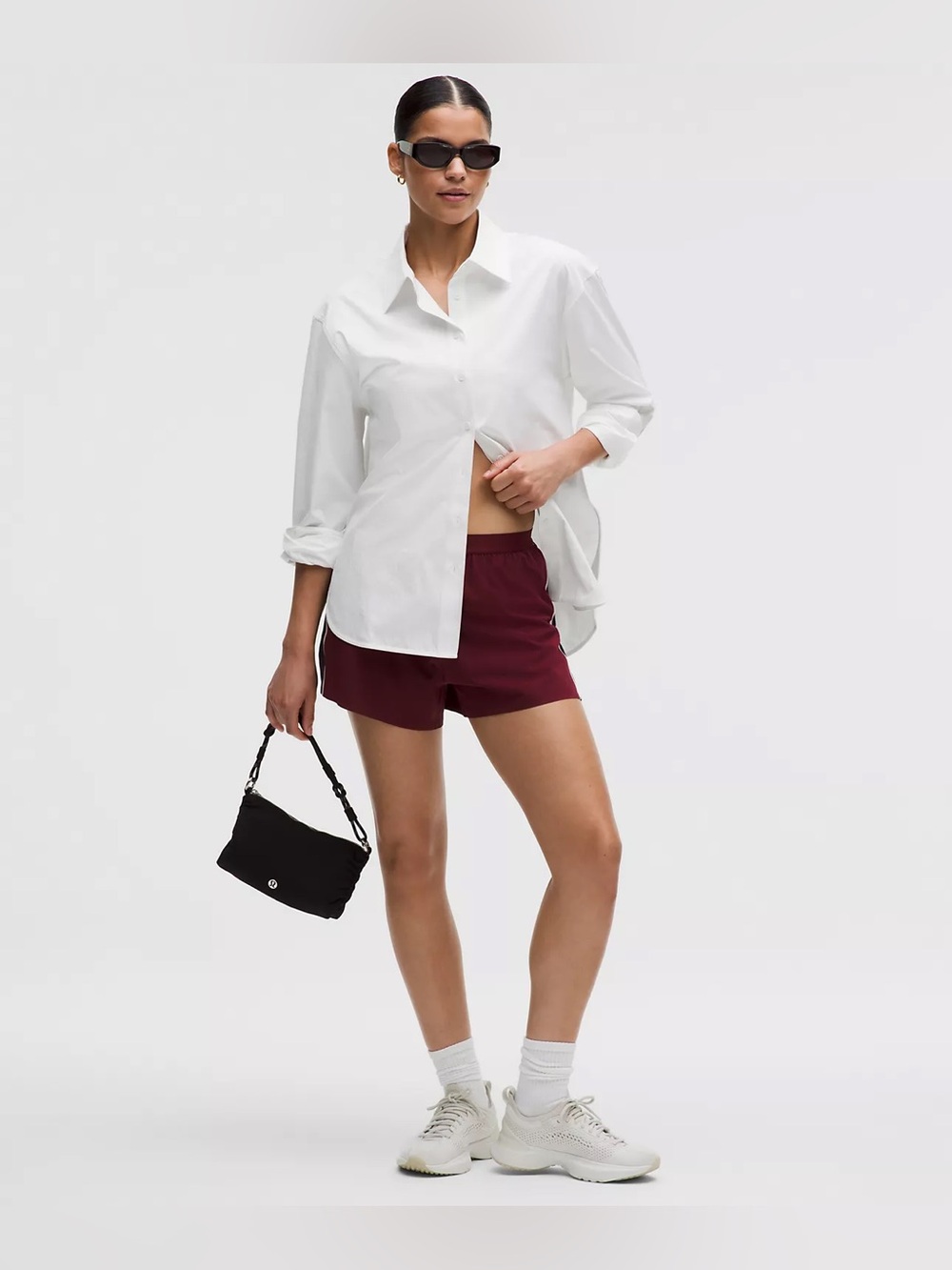Lululemon Shirt Womens Large White Button Down Relaxed Fit Woven